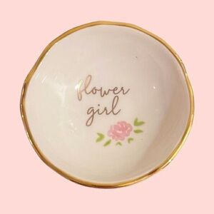 🆕- SANTA BARBARA DESIGN-Flower Girl  Trinket Dish Pink Rose with Gold Rim